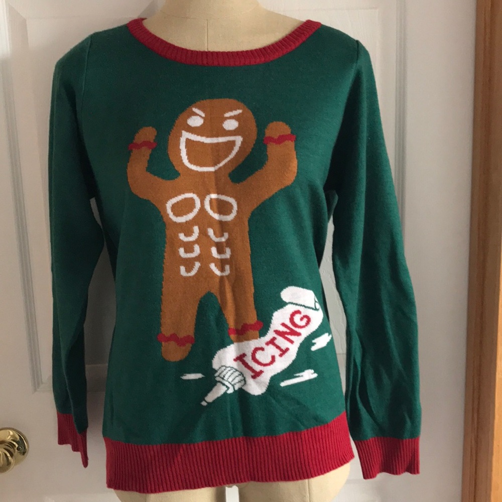 Tipsy Elves- Angry Gingerbread- Ugly Christmas Sweater-M